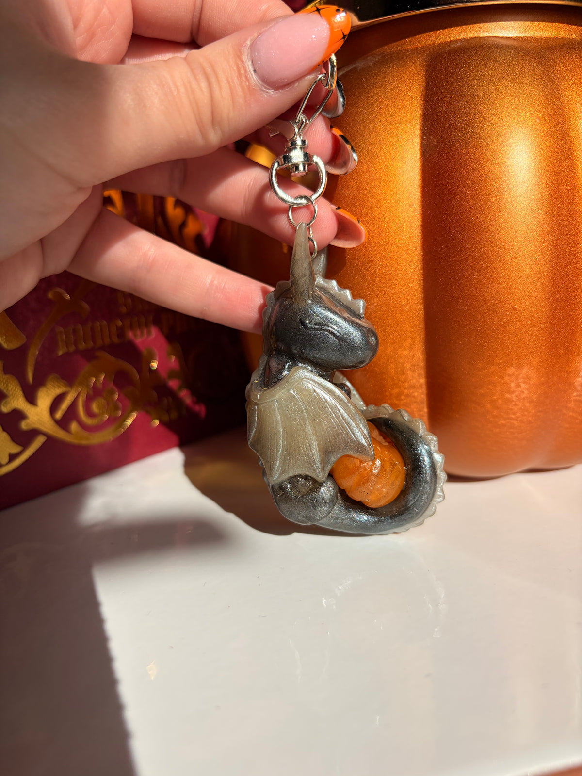 HALLOWEEN SPECIAL: Snoozing pumpkin dragon charm