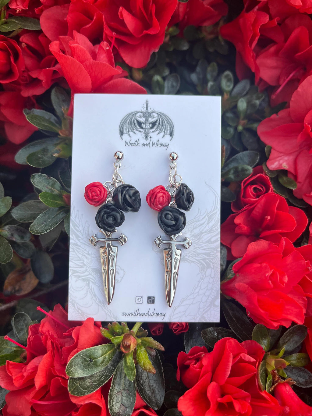 Red and Black Dagger Earrings
