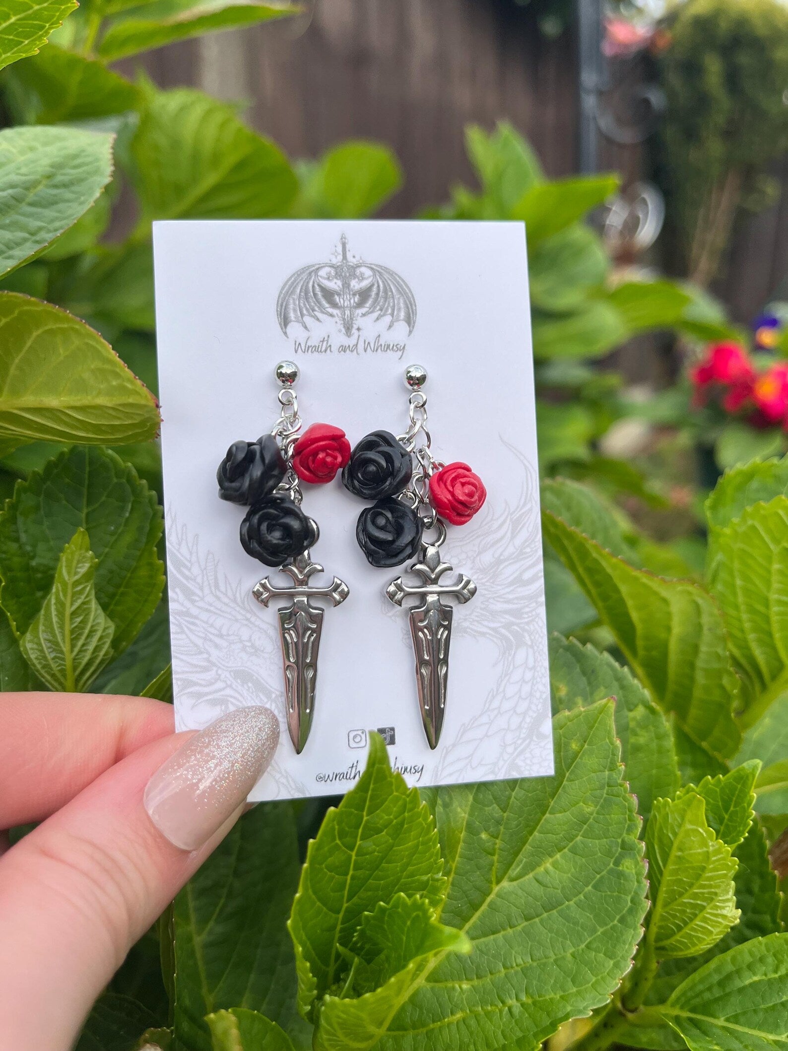 Red and Black Dagger Earrings