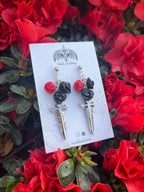 Red and Black Dagger Earrings