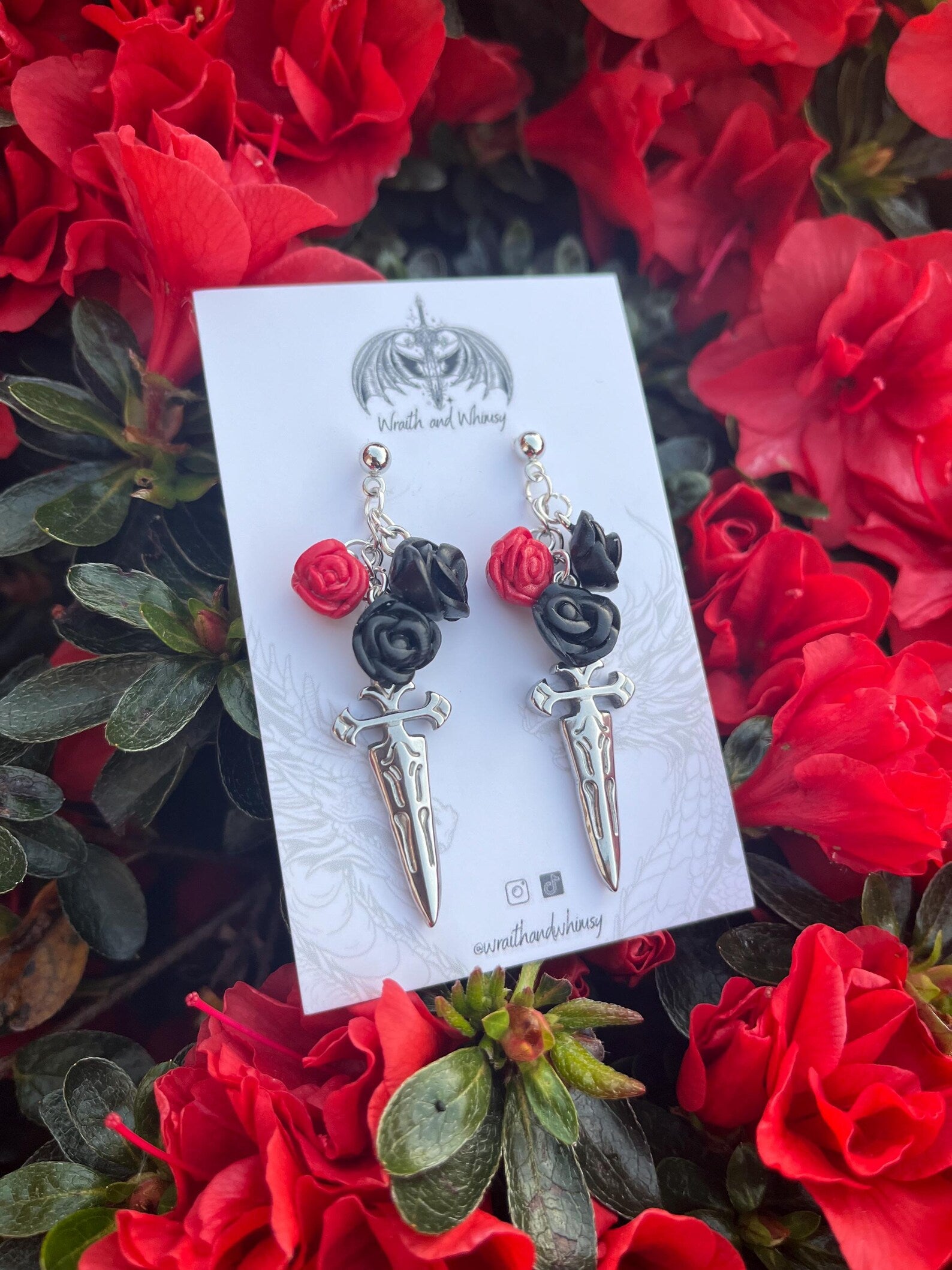 Red and Black Dagger Earrings