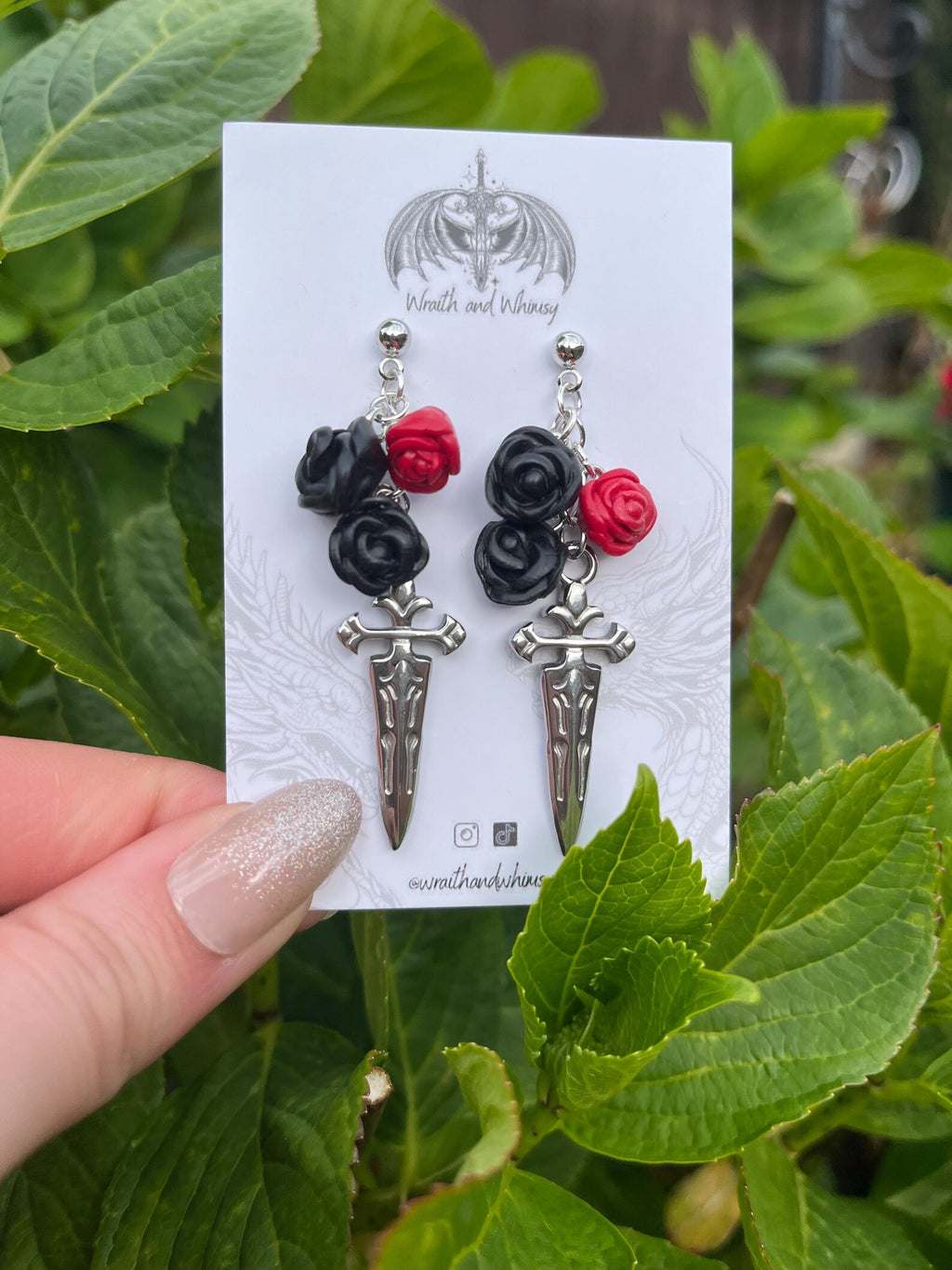 Red and Black Dagger Earrings