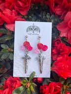 Pink and Red Dagger Earrings