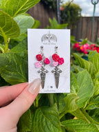 Pink and Red Dagger Earrings